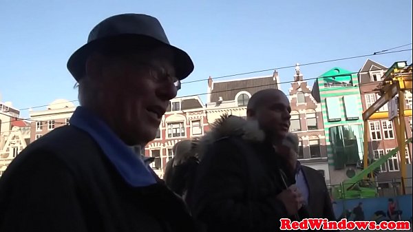 Stockinged dutch hooker gets jizzed in mouth