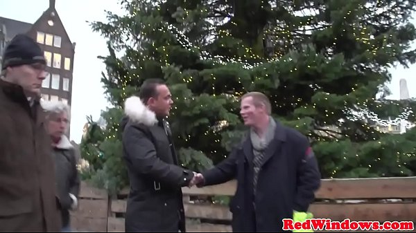 Dutch hooker pussyrubs while tourist watch